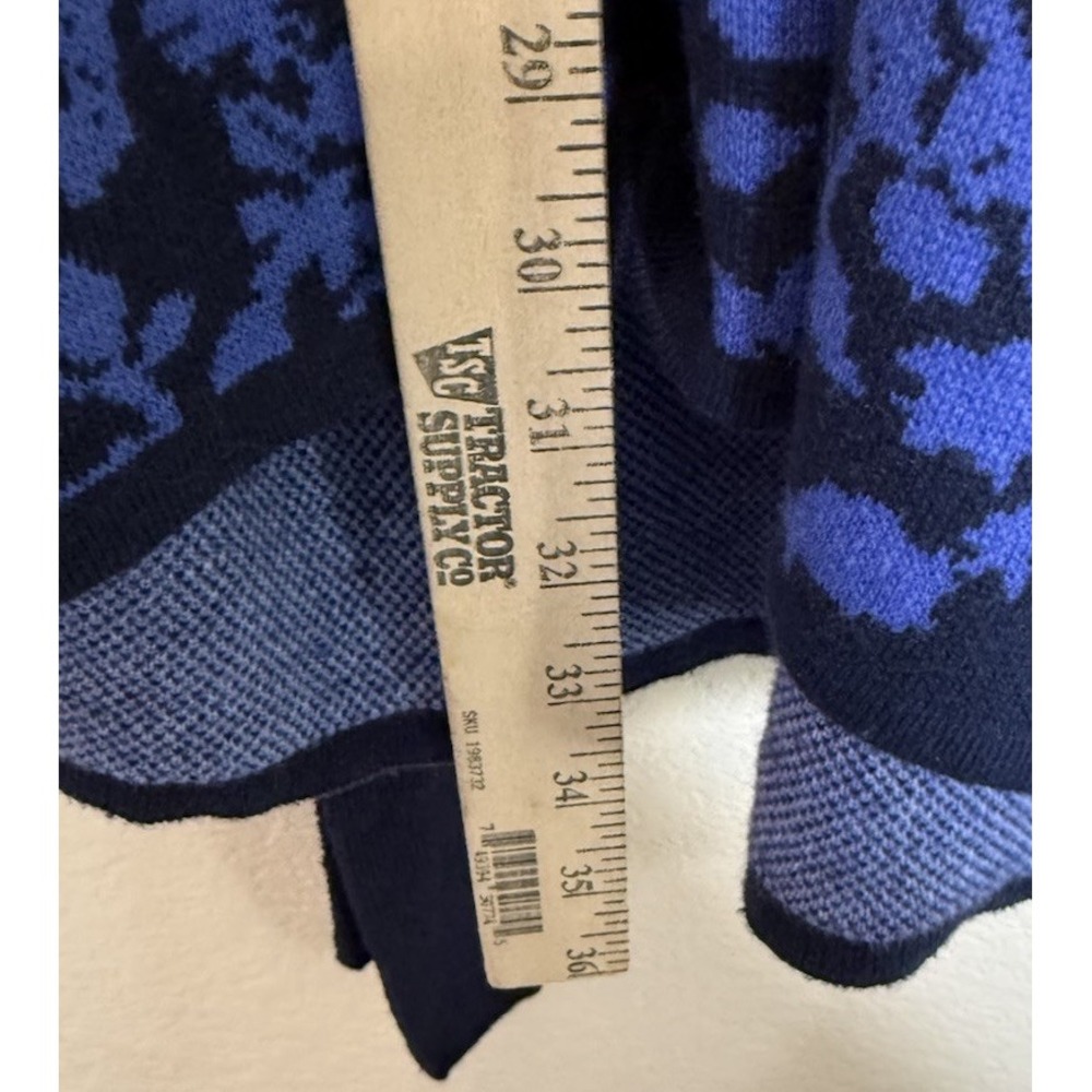 Isaac Mizrahi Womens 2X Jacquard Floral Sweater Cardigan Blue Pockets Belt - Picture 7 of 9